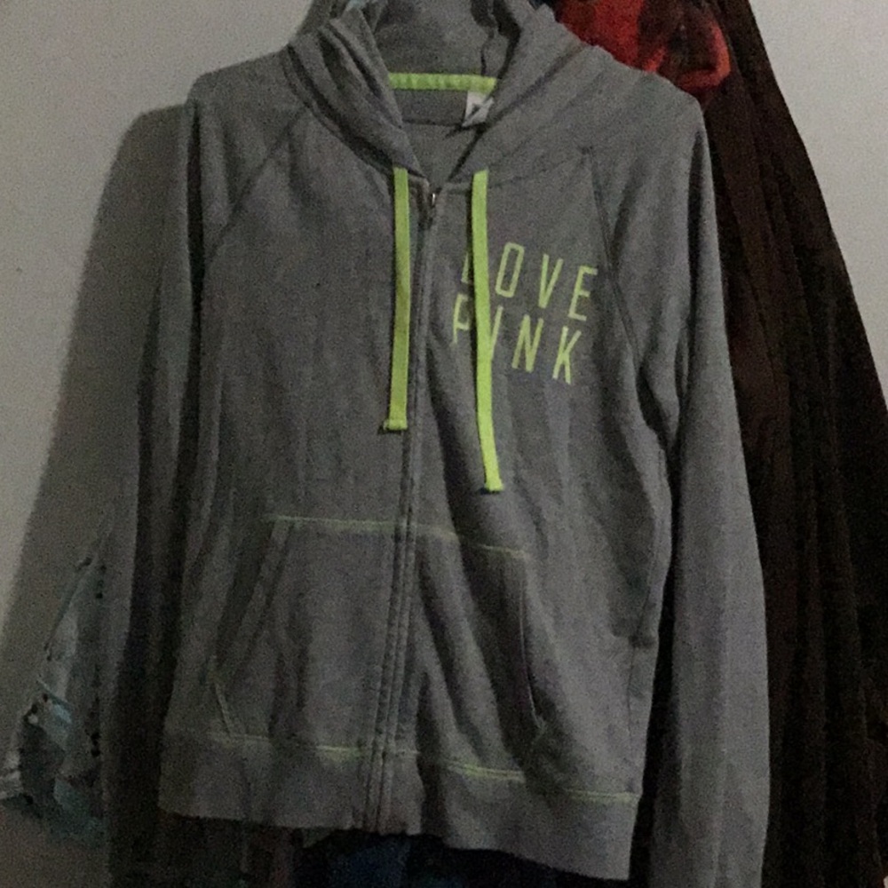 🍒Victoria Secret Pink Love Pink Grey Hoodie